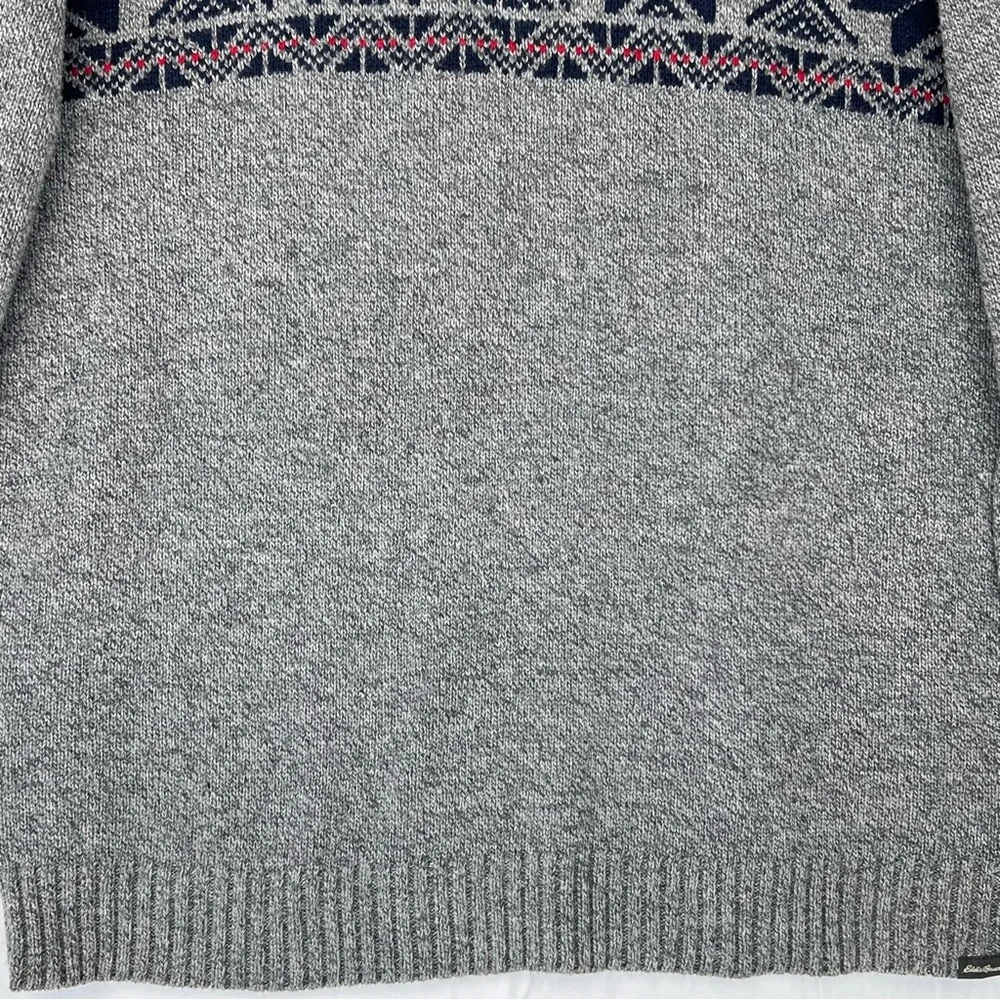 Eddie Bauer Knit Sweater Fair Isle Wool Acrylic Blend Mens Size Tall XL Gray